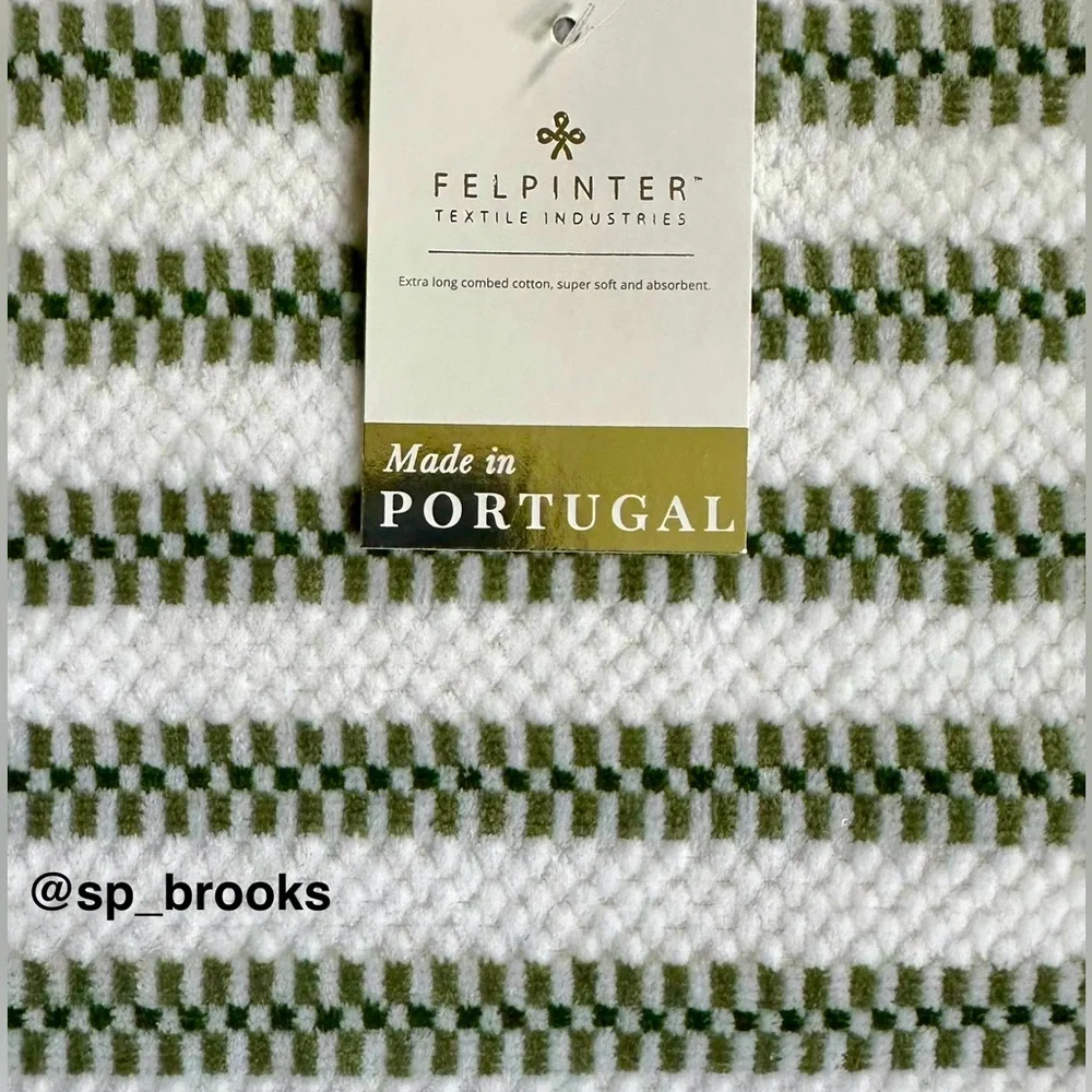 🎁6PC FELPINTER Bath Towel Set - Green and White, Super Soft & Absorbent